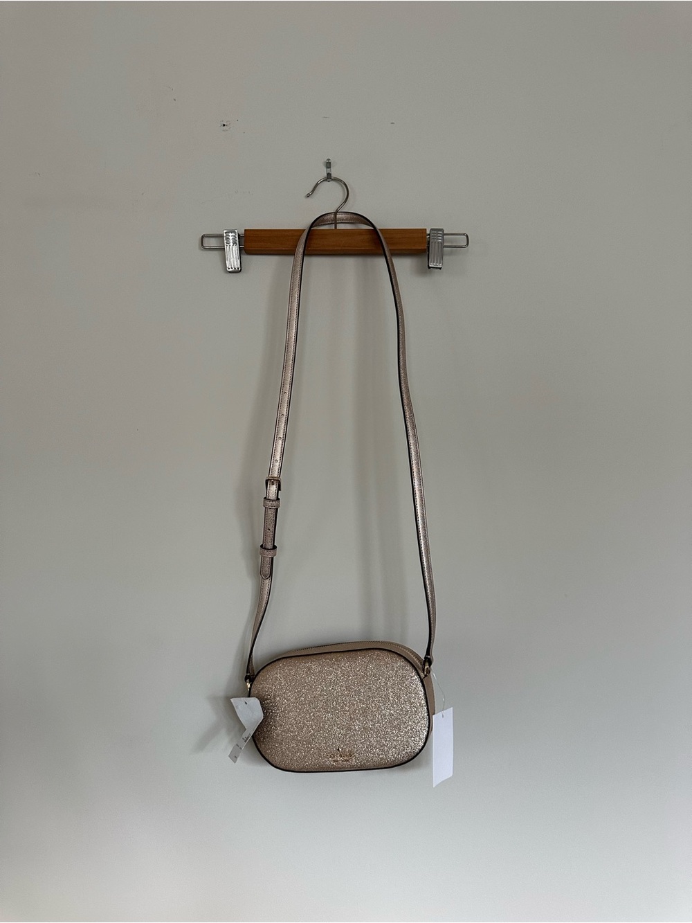 kate spade Metallic Champagne Glitter Crossbody Bag
